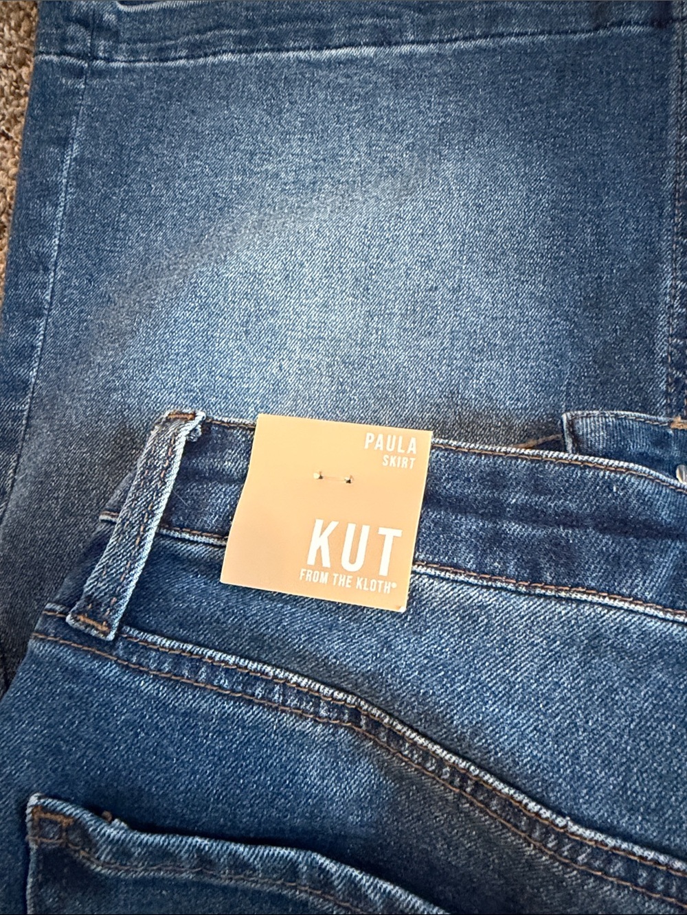 NWT Kut from the Kloth Blue Denim A-Line Skirt Paula Skirt with Frayed Hem Sz 6 - Picture 5 of 8